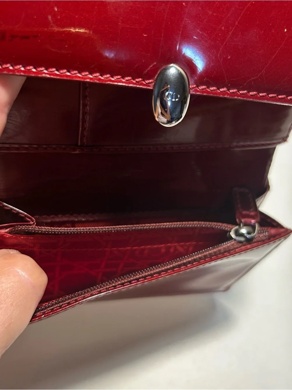 Christian Dior Vintage Wallet Red Patent Leather authentic
